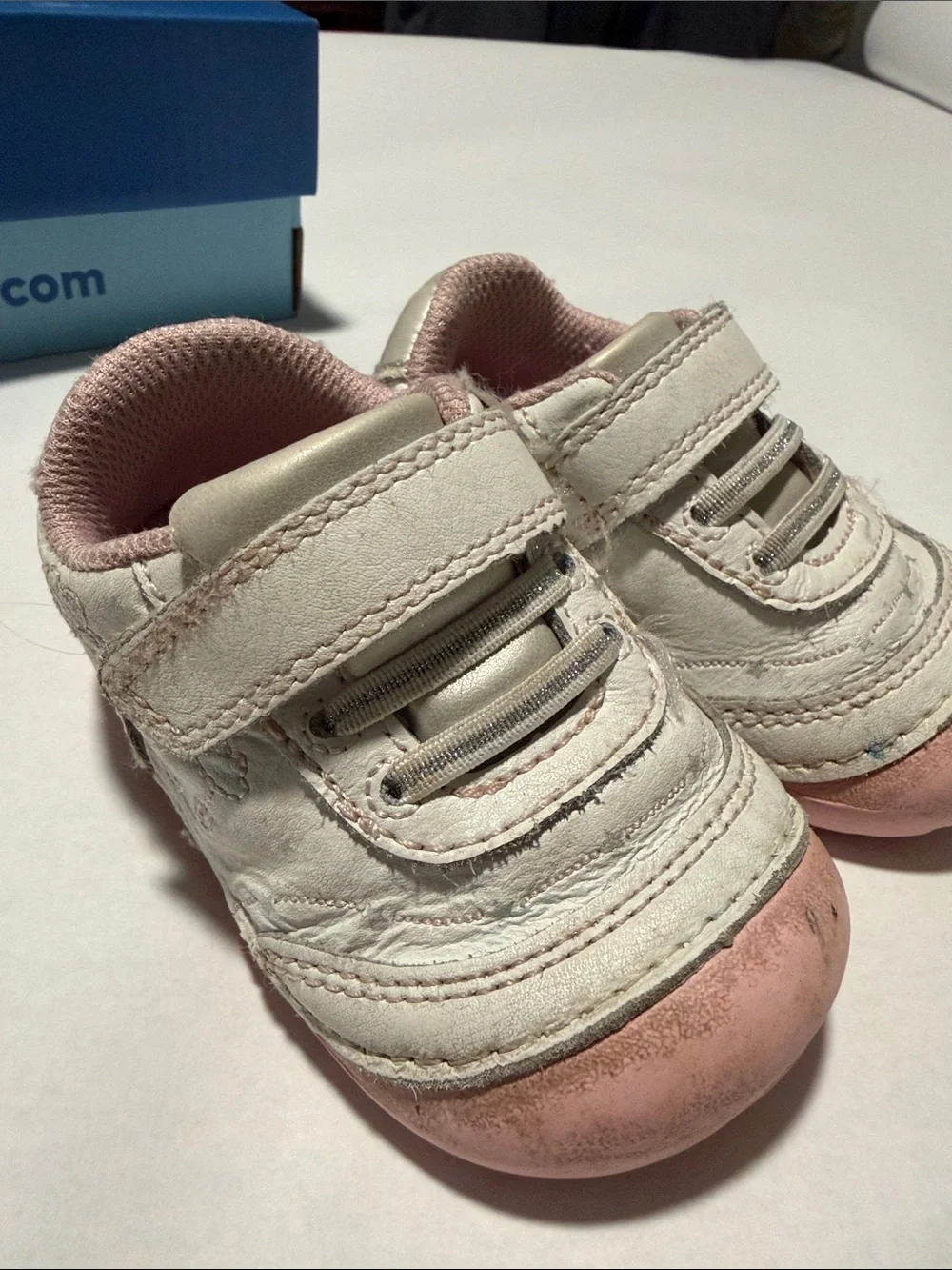 Stride Rite Baby Walker Shoes in White and Pink Toe